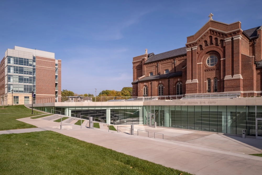 exterior of lower entrance of building